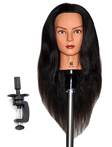 Zvena Beauty 24" 100% Human Hair Cosmetology Mannequin Manikin Training Head with Clamp (24" DARK BROWN (KAYLEN+C))