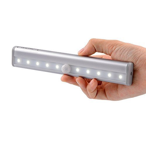 lederTEK, LED Lichtleiste Bewegungsmelder PIR 10 LED Drahtlos Batterie