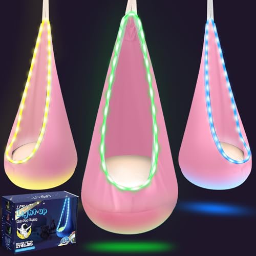 Light Up Kids Pod Swing Seat, Upgraded Kids Hanging Hammock Swing with