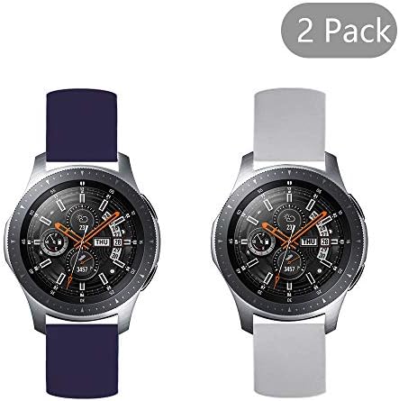 (2 Pack) Qiyiguo Replacement 22mm Solid Color Watch Bands Set- Gray, Navy(S)