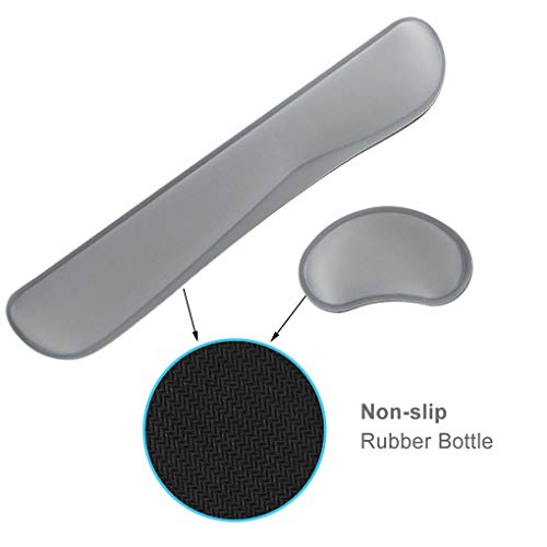 Poualss Memory Foam Set Keyboard and Mouse Wrist Pad Rest,Cushion Support for Office,Gaming,Computer,Laptop and Mac,Pain Relief& Easy Typing,Gray Wrist Rests