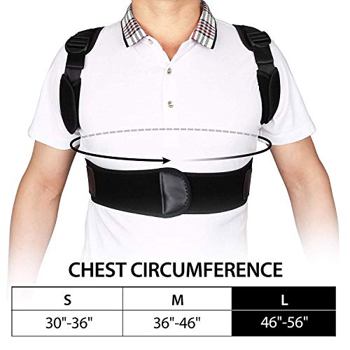 Back Straightener Posture Corrector for Women and Men, Upper Back Brace for Clavicle SupportShoulder Neck Pain Relief, Under Clothes, Large (46\