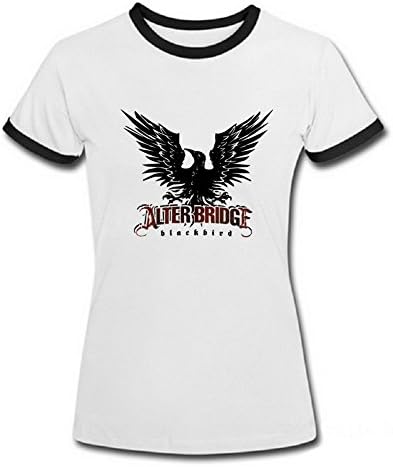 CINTJKKA Womens Ringer Scoop Neck T-shirts Alter Bridge Blackbird White/Black Size M