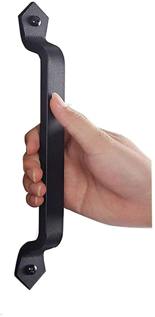 WANLIAN 11-inch Antique Solid Heavy cast Iron Door Handle Door Pull barn Door Handle Gloves, Outdoor, Garage, Wardrobe, Indoor Black