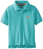 U.S. Polo Assn. Little Boys' Classic Short Sleeve Solid Pique Polo Shirt, Malibu Blue, 5/6