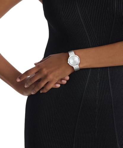 Zwei-Zeiger-Quarzwerk-Uhr für Damen Kollektion Twisted Bezel mit Silbernes Edelstahlarmband - 25100093