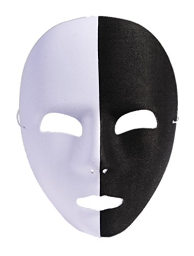 Pierrot Mime Masquerade Mask Half Black Half White Adult Costume Accessory New