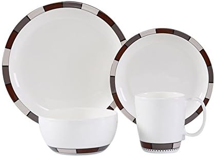 WhitePeony Nevada 16-Piece Bone China Dinnerware Set, Service for 4