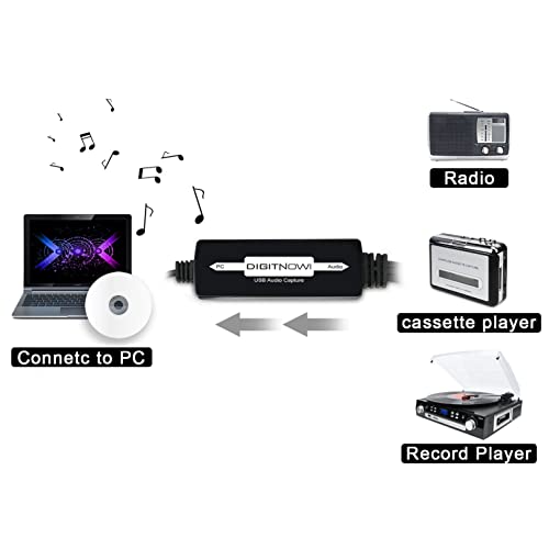 DIGITNOW USB Audio Capture Card Grabber for Vinyl Cassette Tapes to Digital MP3 Converter
