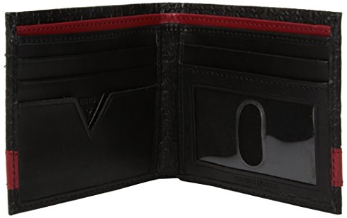 Guess Men's Mesa Id Bi-Fold Wallet,Black/Red,One Size
