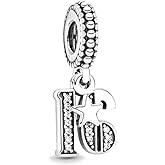 16 Years of Love Cubic Zirconia Charm 925 Sterling Silver Pendant,Jewelry Beads Gifts for Women Bracelet&Necklace A0167-16