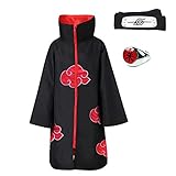 MANYU 3Pcs Halloween Cosplay Akatsuki Cloak Costume