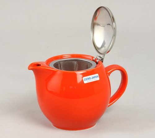 ZEROJAPAN 15oz Round Teapot with SLS Lid and Infuser (Tomato) - Thumbnail 3