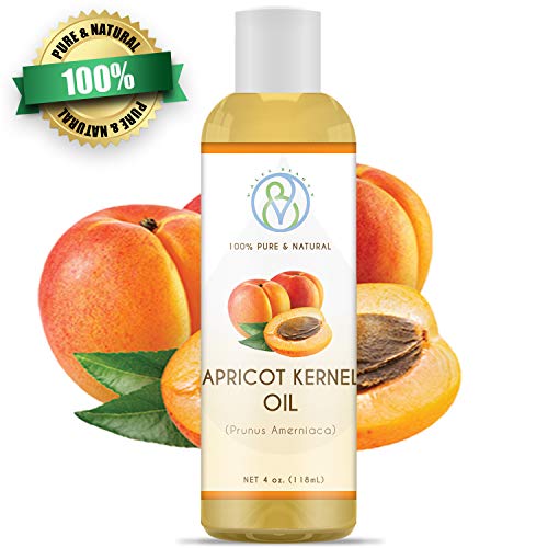 Apricot Kernel Oil Cold Pressed Unrefined 100% Natural Therapeutic Grade Carrier 4 oz Ideal For Aromatherapy, Body Massage, Moisturizing & Healing Dry Skin, Face, Acne, Promotes Hair Growth and Preven