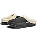 NewDenBer Men's Warm Memory Foam Suede Plush Fleece Lined Slip on Indoor Outdoor Clog House Slippers (10.5-11.5 D(M) US, Black Grey)