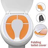 mkool Folding Large Non Slip Silicone Pads Travel Portable Reusable Toilet Potty Training Seat Covers Liners with Carry Bag for Babies, Toddlers and Kids (Orange)