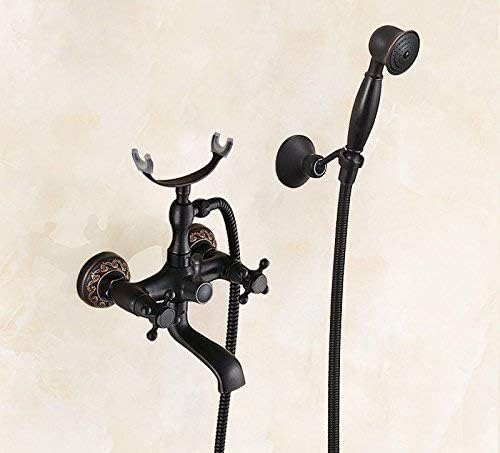 Ywqwdae Bathroom Sink Basin Tap Brass Mixer Tap Washroom Mixer Faucet Black shower kit full copper hot and cold baths leading edge split the rain spray head Kitch