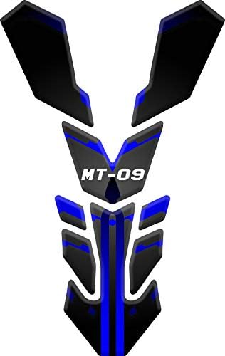 Motorcycle Tank Pad Tankpad Protector 3D Gel Protection compatible with YAMAHA MT-09 2019 (Black/Blue)