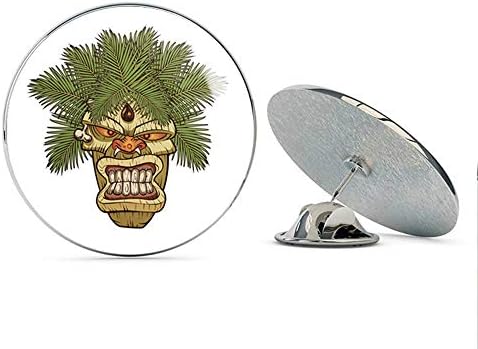 BRK StudioEvil Angry Monkey Face Hawaiian Tiki Totem Pole Cartoon Round Metal 0.75" Lapel Pin Hat Shirt Pin Tie Tack Pinback