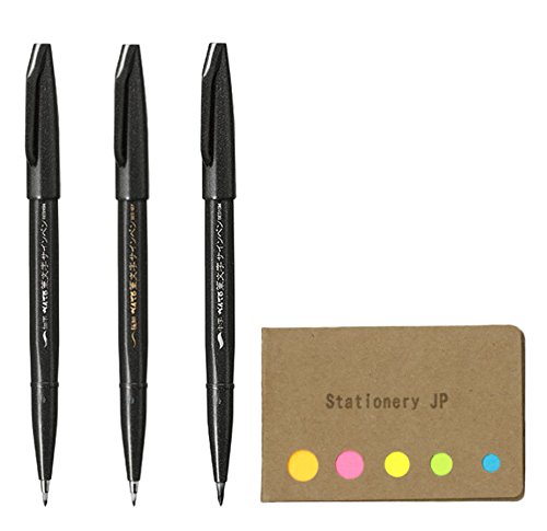 Pentel fude touch brush sign pen, 3 types assorted (med…