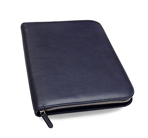 Maruse Leather Padfolio Executive Leather Writing Portfolio, Document Holder, Business Case - Made in Italy (Navy) - Thumbnail 3