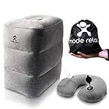 Travel Pillow Foot Rest and Neck – Inflatable Pillows for Airplane, Car, Train, Office and Camping – Leg Rest Cushion - Bed for Kids to Sleep on Long Flights - Video and eBook by Mode Relax