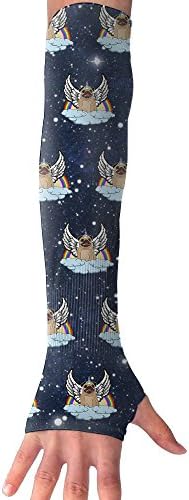 Rainbow Pugicorn Funny With Wing Beard Athletic Arm Sleeves For Men Women Kids Sunblock Protective Gloves