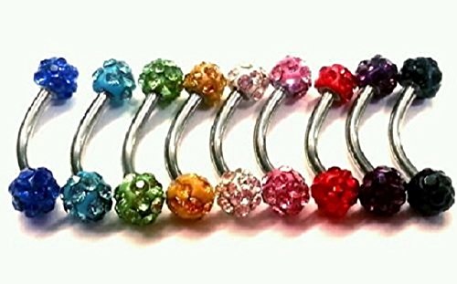 16g Surgical Steel 316l Curved Barbell 9.5mm Wearable Space with 3mm Furelli Ball (Surface Piercing, Nipple, Rook, Conch, Eyebrow, Anti-eyebrow, Tragus) (red)