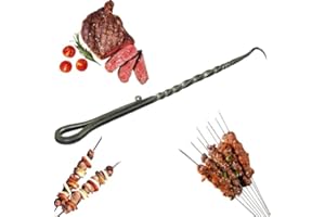STARLATTA BBQ Food Turner, BBQ Meat Hook with Pointed Tail, Heavy Duty Food Turner, Pig Tail Food Turner Smoking Accessories for Grilling, Flipping Vegetables and Meat Great Tool for BBQ