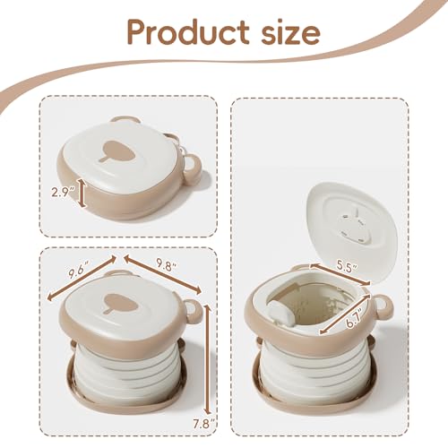 AKIMRABY Travel Potty Seat for Toddler，Foldable Car Potty for Toddler, Portable Toilet Seat for Kids with Potty Liners, Absorbent Pads, Portable Potty Seat for Toddler Travel, Camping and Outdoor Use