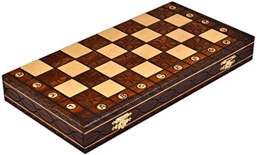 Wegiel Handmade Junior European International Chess Set - 16 Inch Folding Wooden Board & Pieces - Thumbnail 4