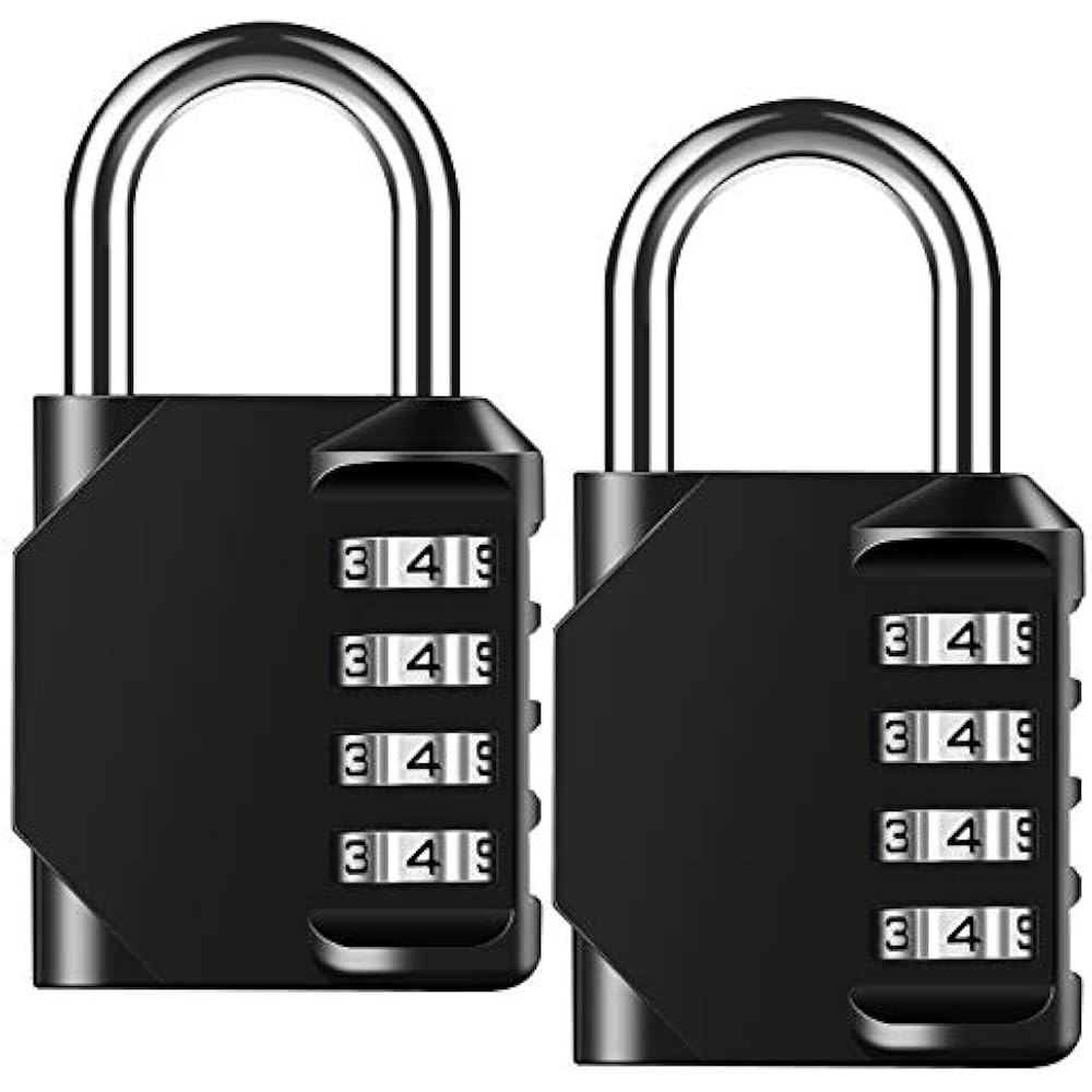 Combination Lock Outdoor Resettable 4 Digit Padlock, AIHYTU 2 Pack