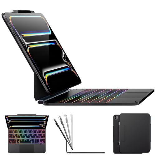 typecase Edge Keyboard Case for iPad Pro 13-inch (M5 2025/M4 2024) – Magic with Multi-Touch Trackpad, 11 Colors Backlight, Pencil Holder, Slim & Lightweight - Black | Front & Back Protection, Precision Trackpad, Pencil Holder, 11-Color Backlit Keys for Office & Business