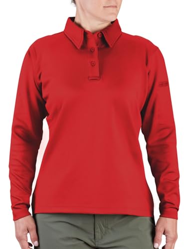 Propper Women's I.c.e. Performance Long Sleeve Polo, Red, Small