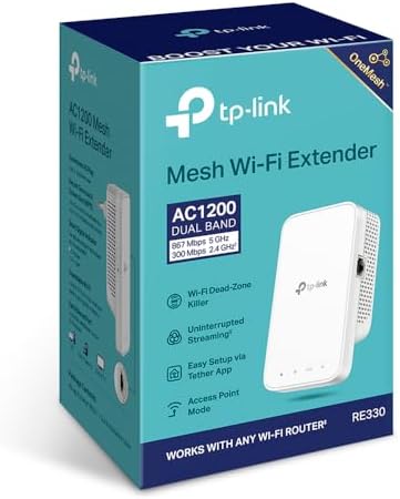 Repetidor wifi tp-link re330, amplificador ac1200, extensor até 120 m2, repetidor potente com porta ethernet, compatível com todas as caixas de internet
