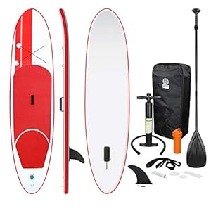 ECD Germany Tabla Hinchable Paddle Surf/Sup – Stand up Paddle Board – 308 x 76 x 10 cm – Rojo -PVC- Varios Modelos – Incluye Bomba, Mochila, Aleta Desprendible, Kit de Reparación, Remo Ajustable