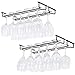Wallniture Brix Iron Wine Glass Holder Under Cabinet Kitchen Organization and Storage Rack Set of 4 Black 17 Inch