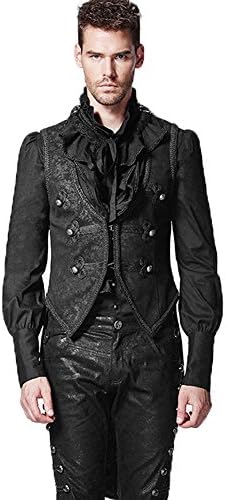 Gothic Vest Waistcoat Designer Stylish Casual Black Victorian Vagabond Steampunk Patterned Velvet 600-XL