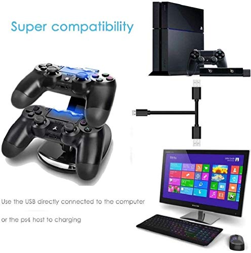 Loovbee PS4 Charging Station, PS4/PS4 Slim/Ps4 Pro Dual USB Charging Charger Docking Station Stand for Playstation 4 PS4/Pro/Slim Controller