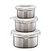 Stainless Steel Lunch Box (Set of 3) by BFFsystem,Reusable Leak Proof Food Storage Containers for Kids, School, Office, Work, Camping,with Lid Lock for Salads, Snacks & Maincourses