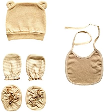 Vodeus Baby Boys Girls Set of One Pair of Mittens One Pair Of Booties One Baby Cap and Bib