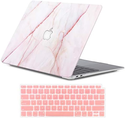 MacBook Air 13 Inch Case 2018 Release New Version A1932 Retina Display & Touch ID, Sumplee Hard Shell Case with Keyboard Cover for Air 13 Inch (2018 MacBook Air 13" A1932, Pink Marble)