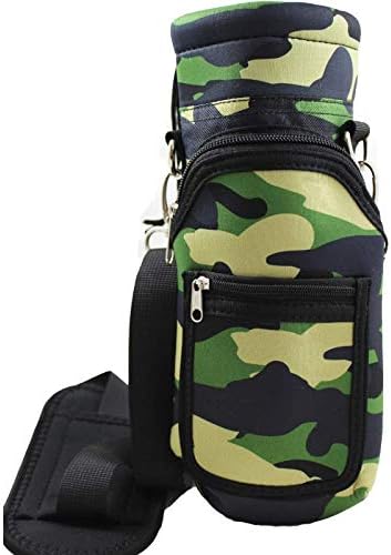 Kisa Water Bottle Holder Carrier Flask Bottles Adjustable Shoulder Hand Strap 2 Pocket Sling Neoprene Sleeve Hiking Travel 16oz 17oz 20oz 24oz 25oz 32oz 40oz