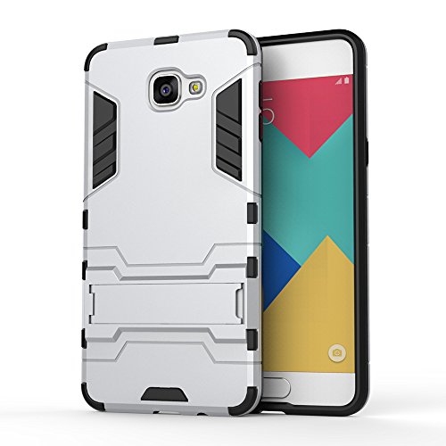 Samsung Galaxy A9 Case, Nicelin Hard PC Material Cover and Silicone Inner Holder 2 in 1 Stand Case for Samsung Galaxy A9 (6.0" Display / A9000 / A900 / A900F) - NOT FOR Galaxy A9 Pro (Silver)