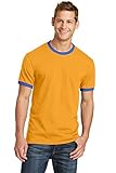 Port & Company Mens 5.4-oz 100% Cotton Ringer Tee PC54R -Gold/ Royal M