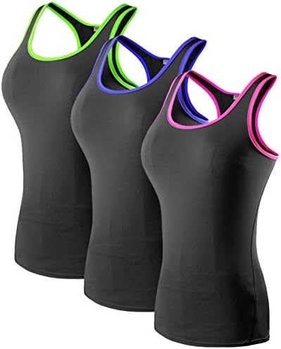 AVERYAR Women's 3 Pack Compression Base Layer Dry Fit Tank Top Absorb Sweat Running Fitness