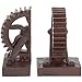 MyGift Industrial Style Bronze Resin Decorative Bookends with Realistic Steampunk Gear Shaped Book Stand, Heavy Duty Book Stoppers for Home Decor, Office Desk, Living Room Den Library Decor, 1 Pair