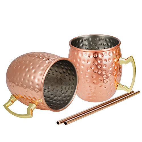 Hossejoy Moscow Mule Becher Umfasst 2 x Kupferbecher 550ML & 2 Trinkhalme – Großartig für Cocktail Gekühlte Getränk… – Bild 8