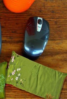 Candi Andi - Ergonomic Mouse Wrist Rest Pad - Colorful Satin Brocade &amp; Crushed Velvet- Flax Seed Filled - Unscented - Longevity Green - TMP-LG