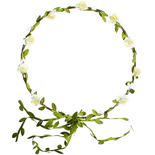 Joy Join Adjustable Flower Crown Festivals Headbands Garland Girls Hair Wreath photo props (White Flower)
